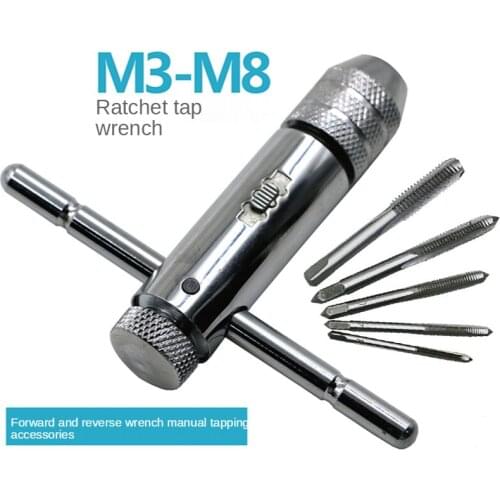 M3-M8 Adjustable Ratchet Hand Tap Wrench Thread Tap Hand Forward and Reverse Wrench Manual Tapping Accessories