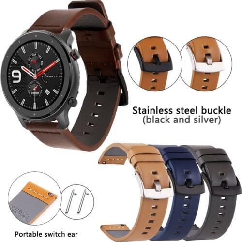 20/22mm Genuine Leather Watch band For Xiaomi Huami Amazfit GTR 47/42 Bracelet Quick Release Replacement wristband Accessories
