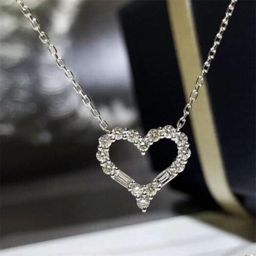 Choucong Brand New Luxury Jewelry 925 Sterling Silver Heart Pendant White 5A Cubic Zircon Love Women Wedding Clavicle Necklace