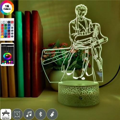 Touch Sensor LED Night Light Roronoa Zoro Anime One Piece Figure 3D Led Night Light Children Kids 3d Gift Lamp for Xmas Birthday
