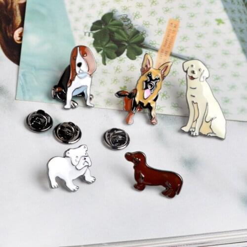 Puppy Dog Beagle Dachshund German Shepherd SharPei Labrador Brooch Button Pins Denim Jacket Pin Badge Cartoon Jewelry