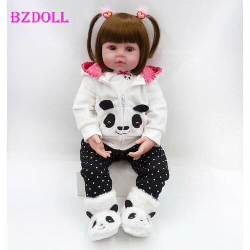 BZDOLL Silicone Reborn Doll 19" 48cm Cloth Body Babies Dolls Realista Newborn Lifelike Panda Bebe