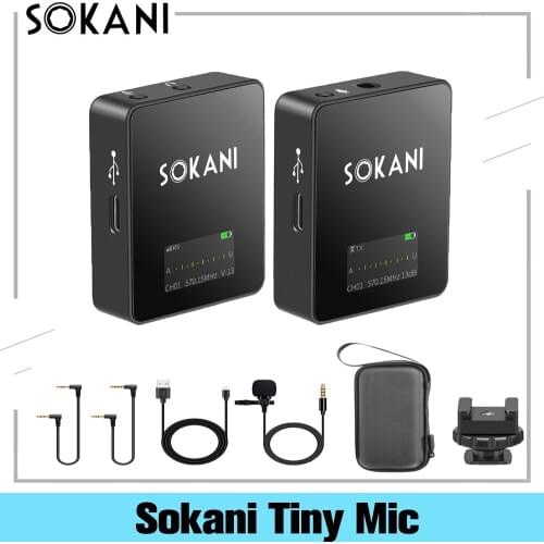 Sokani Tiny UHF Wireless Microphone Lapel Lav Video Mic For Conference Studio Mic For iPhone Smartphone Canon Sony Nikon Camera