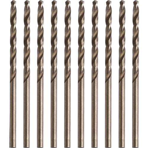 10Pcs 1/1.5/2/2.5/3/3.5/3.5/4/4.5/5 mm M35 Round Shank HSS-Co Cobalt Twist Drill Spiral Drill Bit