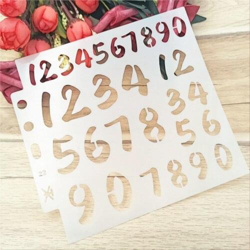 14.1*13cm numerals stencils Cover template spray plastic mold shield DIY cake hollow Embellishment printing lace ruler