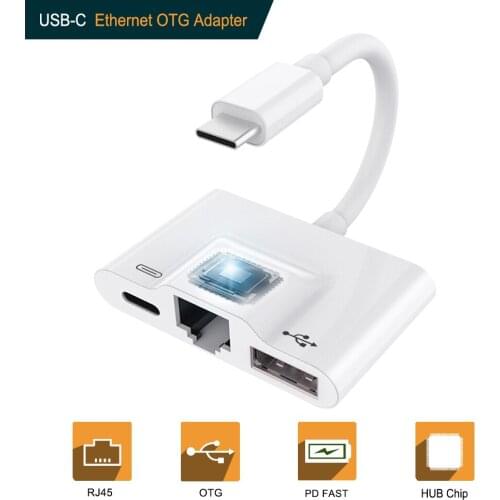 USB C to RJ45 Ethernet LAN Wired Network adapter for New iPad Pro Pixel 2/2XL 3/3XL with USB OTG Digital Camera Connection kits