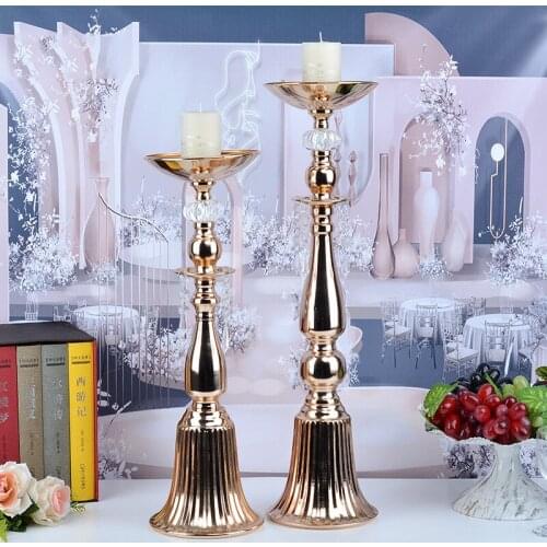 Gold Flower Vase Metal Flower Holder Wedding Table Centerpieces Road Lead Candle Holders For Marriage Party Home Decoration