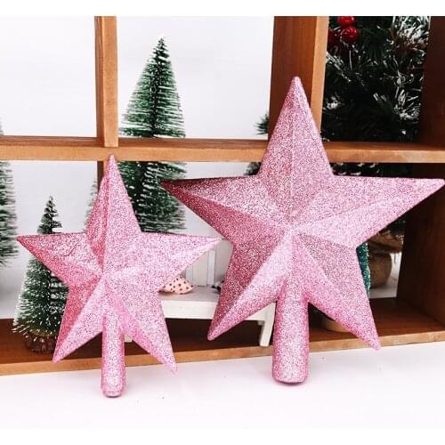 15/20cm Christmas Tree Decorations Top Star Shiny Gold Powder Five-pointed Star for New Year Decor Christmas Ornaments