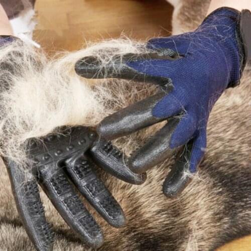1Pair For Animals Grooming Glove for Cats Soft Rubber Pet Hair Remover Dog Horse Cat Shedding Bathing Massage Brush Clean Comb