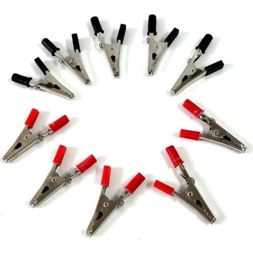 10PCS Insulated Crocodile clip Plastic Handle Cable Lead Test Charging Clamp Metal Crocodile Clamp Length 50mm