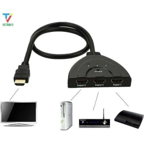 300pcs/lot Mini 3 Port HDMI Splitter Adapter Cable 1.4b 4K*2K 1080P Switcher HDMI Switch 3 in 1 out Port Hub for HDTV Xbox PS3
