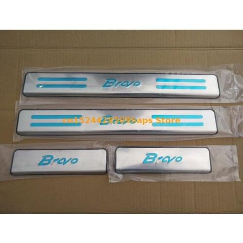 4pcs Car Door Sill Protector Sticker stainless steel For Fiat Bravo