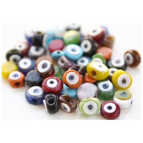 40 Units Multi Colored Handmade Glass Evil Eye Beads