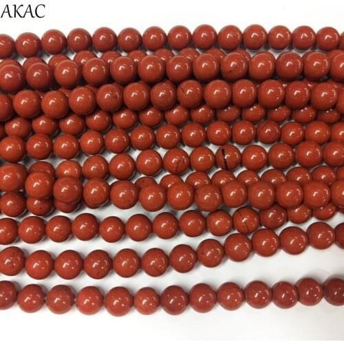 AKAC natural red stone jasper loose beads 6/8/10mm for jewelry diy making wholesale