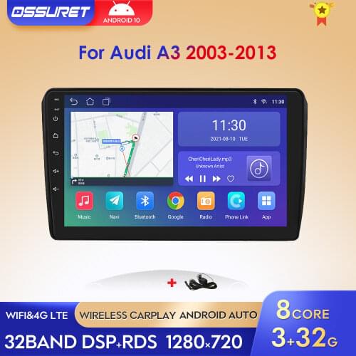 Android 10 4G 64G CarPlay Car Radio GPS Multimedia Video Player Auto Stereo For Audi A3 2003 - 2013 2 Din Wifi 4G LTE MirrorLink