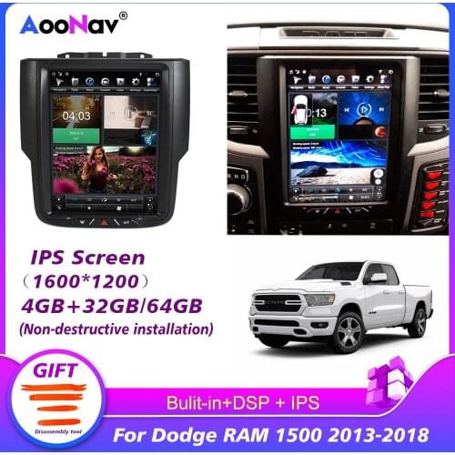 128G PX6 Car Radio For Dodge RAM 1500 2013 2014 2015 2016 2017 2018 Tesla Vertical Screen GPS Stereo Receiver Multimedia Player