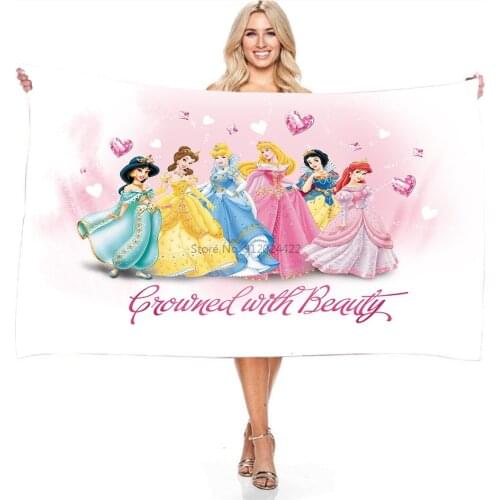 Hot Beauty Disney Princess Bath Towel Bathroom Microfiber Large Beach Towels Shower Towel 70x140cm 140x180cm Big Size Washcloth