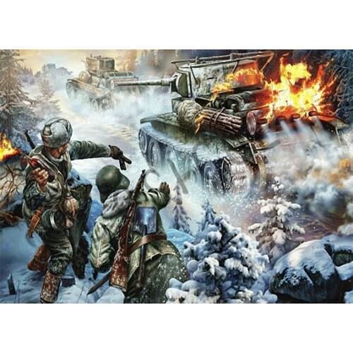 Wehrmacht Tank Destroyers vs Russian Tank Picture Weapon War Military Painting Poster Vintage Kraft Paper Wall Sticker Wall Art