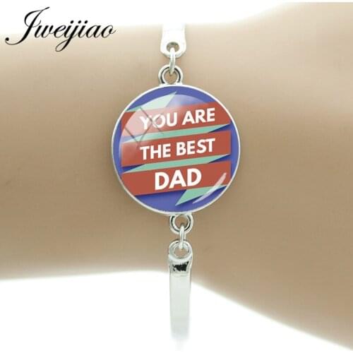 JWEIJIAO 2018 Fathers Gift ' You are the best Dad' Bracelet Letter design I Love Dad Charms Hand Chain FQ935