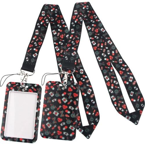 LT12 New Doctor Nurse Lanyard Credit ID Badge Holder Key Rings Bag Student Women Travel Bank Bus Business Card Cover Keychain