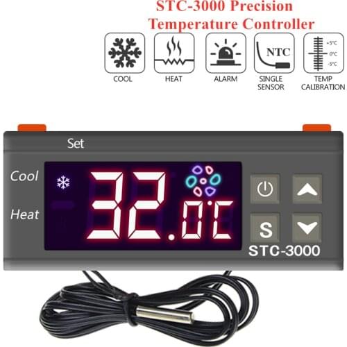 STC-3000 Digital Temperature Controller Thermostat Thermoregulator Temperature Sensor Relay Heating Cooling Incubator 40%off