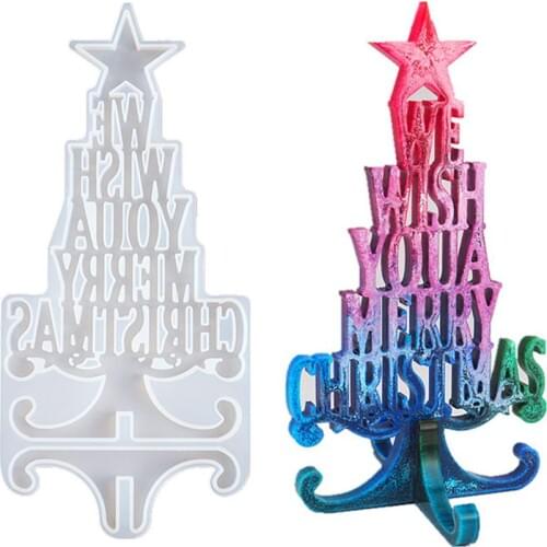DIY Christmas Series Crystal Epoxy Resin Mold Christmas Tree Letter Silicone Mold Decoration Christmas Silicone Mold For Resin