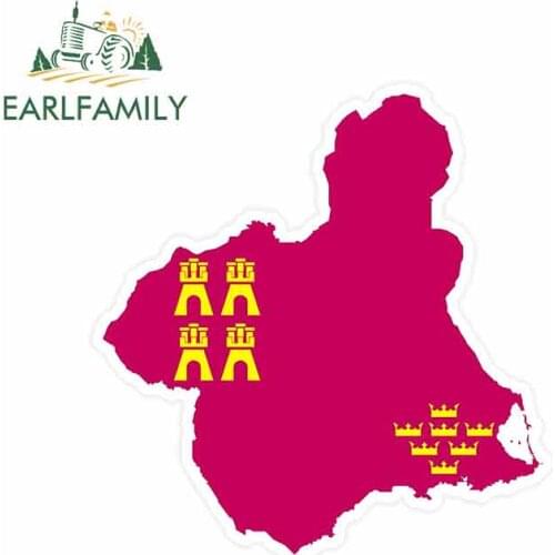 EARLFAMILY 13cm x 12.3cm For The Region Of Murcia Map Car Stickers And Decals Novelty Vinyl Graphic Decal Occlusion Scratch