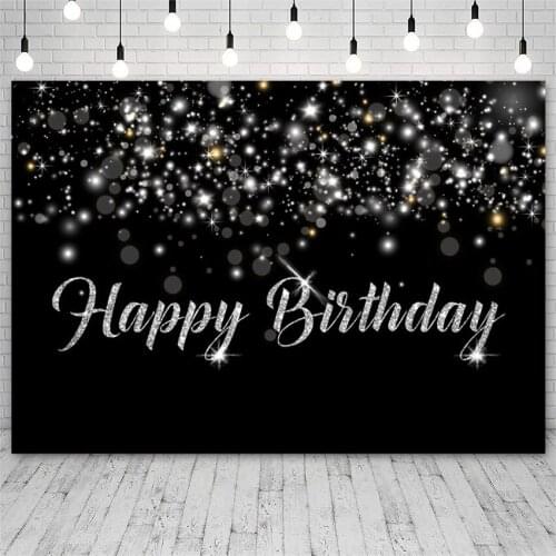 Avezano Happy Birthday Party Backdrops Shiny Diamond Star Black Backgrounds Photography Studio Photozone Photophone Decor Props