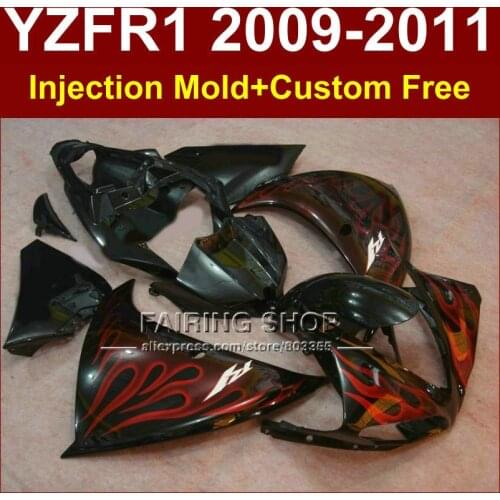 Red flame Injection mold Motorcycle parts for YAMAHA fairings YZF-R1 09 10 11 12 YZF R1 2009 2010 2011 bodywork YZF1000 +7Gifts