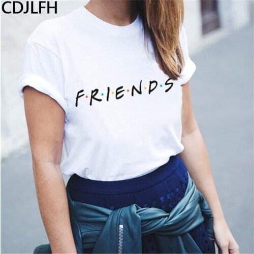 Friends Tshirts Women Summer Harajuku Kawaii FRIENDS Letters T-shirts Fashion Aesthetic Casual Funny Friends Tv Tees Shirt Femme