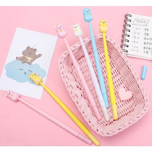 36 pcs/lot Cartoon Bendable Bear Gel Pen 0.5mm black ink Signature Pen School Office writing Supply Promotional Gift