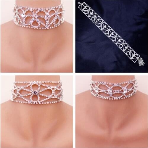 2021NEW Selling Rhinestone Petal Choker Crystal Gem Luxury Chokers Collar Chocker Chunky necklace Women jewelry Accessories Gift