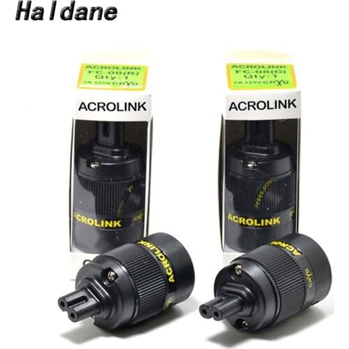 Haldane HIFI Gold Rhodium Plated Figure 8 C7 Power Plug Audio Speaker Electrical AC Power Cord IEC Plug Socket Connector