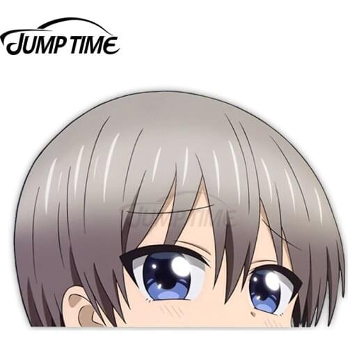 JumpTime 13 x 8.9 cm Anime Uzaki Peeker Car Stickers Refrigerator Windows Decal Trunk Air Conditioner Graphics Vinyl Car Wrap