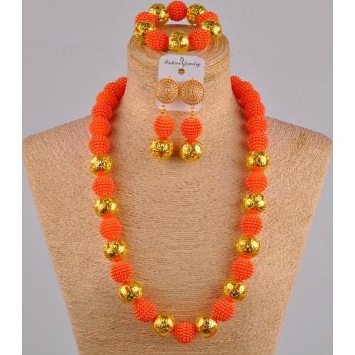 Imitation pearl necklace bridal jewelry set female Orange Nigeria wedding wedding jewelry African jewelry set sh-23