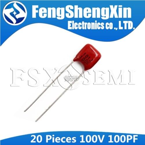 20PCS CBB 100V101J 100V 100PF 100P 100V 101 63V101J Pitch 5MM Polypropylene film capacitor