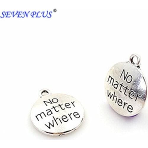 High Quality 20 Pieces/Lot Diameter 20mm letter printed no matter where feelings Message Round disc Charms for jewelry making