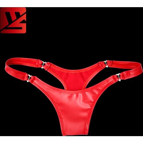 MEISE Plus Size Latex Low-Rise G-string Faux Leather Hollow Out G string Micro Thong Women T-Back Erotic Lingerie Stage Wear F24