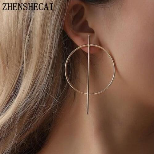 Fashion Minimalist Geometric Circle Earring Contracted Temperament Earrings Long Female stud Earrings For Women