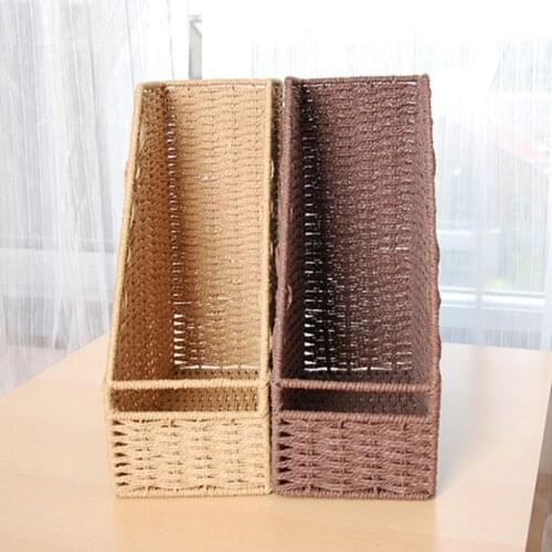 Desk File Organizer Book Storage Basket Weave Single File Shelf Book Stand Holder Shelf File Storage Box Magazines Holder