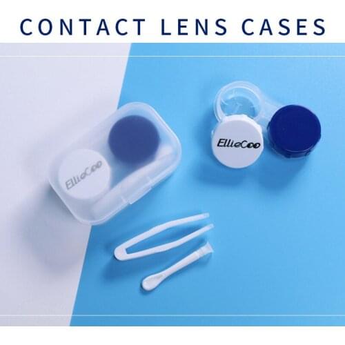 New Simple Transparent Jelly Contact Lens Care Box Simple Portable Compact Twin Box with Cosmetic Contact Lenses Case