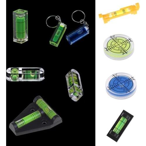 New 1/ 2pcs Mini Spirit Level Measurement Instrument T-type Round Square Spirit Level Bubble 9 Styles With Keychain