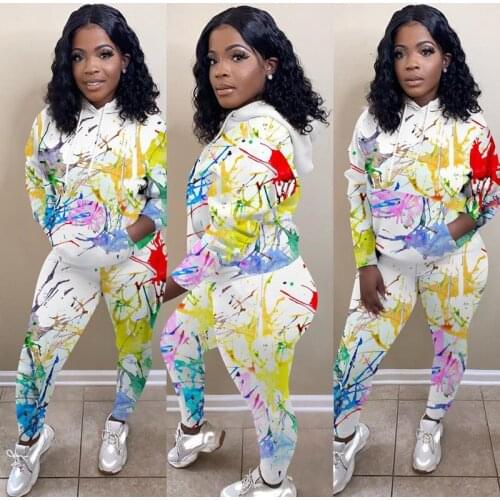 ZOOEFFBB Plus Size Two Piece Set Velvet Hoodie for Women Lounge Wear Graffiti Long Sleeve Tops Sexy Pencil Pants Matching Sets