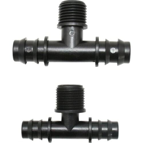 Male 1/2" to 1/2 3/4 Garden hose tee 2 way water splitter G1/2 to 16mm 20mm tee barb connector 4pcs