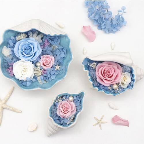 Valentines Day Womens Day Mothers Gift Conch Decoration Preserved Flower Box Gift Box