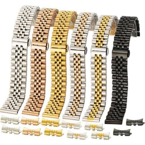 12-22mm Universal Solid Stainless Steel Flat Curved Ends Wrist Watch Band Strap Men Women Metal Bracelet Belt 12 14 16 18 20 22