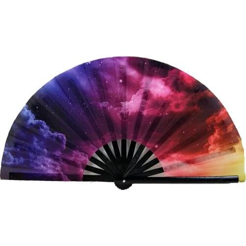 Chinese Style Hand Fan Color Geometric Printing Folding Fan Dance Kung Fu Fan Carnival Festival Wedding Party Accessories