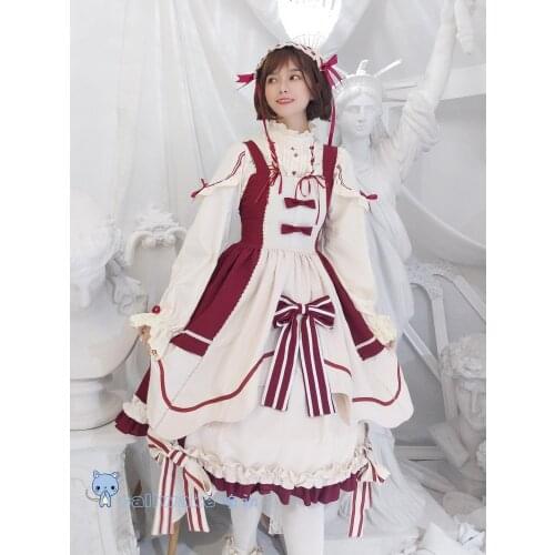 Japanese sweet lolita dress vintage lace bowknot princess victorian dress kawaii girl gothic lolita jsk palace loli cos