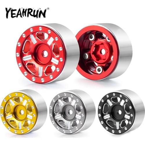 YEAHRUN 4Pcs 1.0" CNC Micro Beadlock Wheel Rims Hub 27.5*14mm for 1/24 Crawler Axial SCX24 90081 Deadbolt RC Car Parts