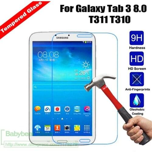 2 X GLASS Tempered Glass for Samsung Galaxy Tab 3 8.0" SM-T310 T311 T315 Tablet Screen Protector Film 9H Hardness